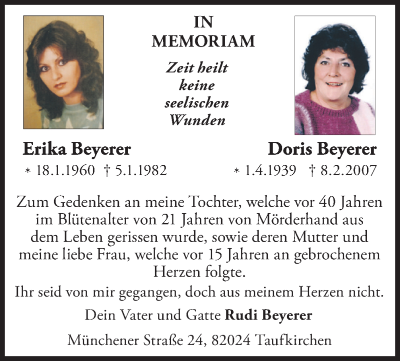  Traueranzeige für Erika und Doris Beyerer vom 05.01.2022 aus merkurtz