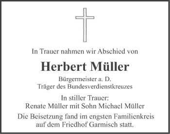 Traueranzeige von Herbert Müller