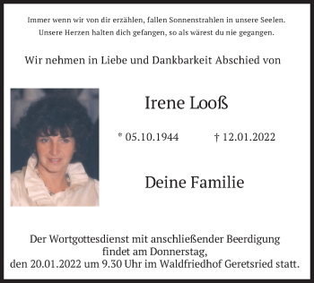Traueranzeige von Irene Looß von merkurtz
