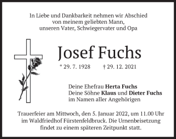 Traueranzeige von Josef Fuchs von merkurtz