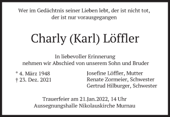Traueranzeige von Karl Löffler von merkurtz