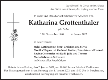 Traueranzeige von Katharina Grottenthaler von merkurtz