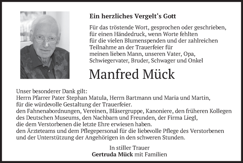  Traueranzeige für Manfred Mück vom 18.01.2022 aus merkurtz