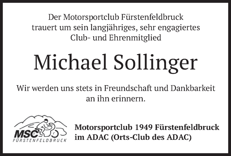  Traueranzeige für Michael Sollinger vom 14.01.2022 aus merkurtz