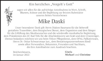 Traueranzeige von Mike Daski von merkurtz