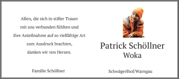 Traueranzeige von Patrick Schöllner von merkurtz