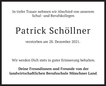 Traueranzeige von Patrick Schöllner von merkurtz