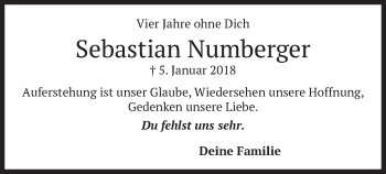 Traueranzeige von Sebastian Numberger von merkurtz