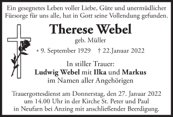 Traueranzeige von Therese Webel