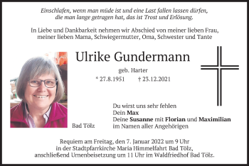 Traueranzeige von Ulrike Gundermann von merkurtz