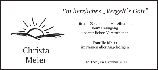 Traueranzeige von Christa Meier von merkurtz