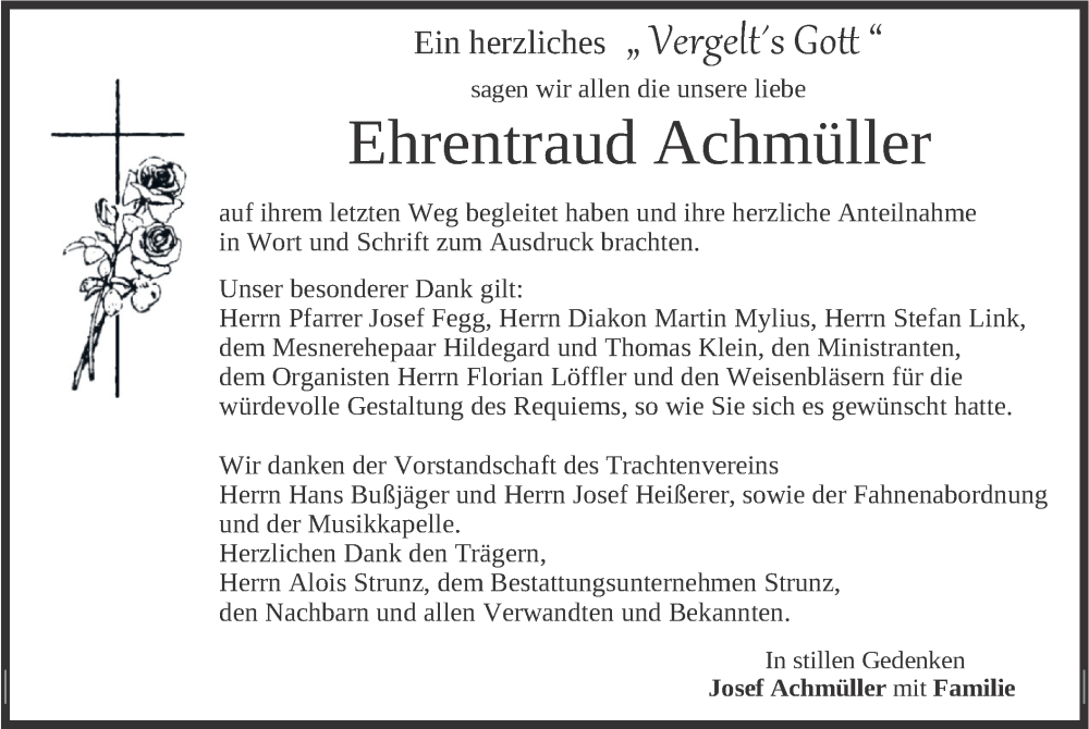  Traueranzeige für Ehrentraud Achmüller vom 22.10.2022 aus merkurtz