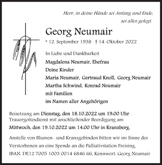 Traueranzeige von Georg Neumair von merkurtz