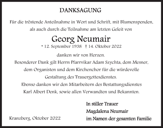 Traueranzeige von Georg Neumair von merkurtz