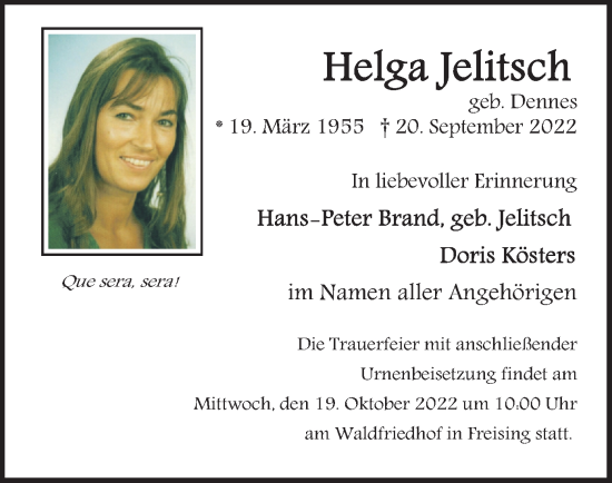 Traueranzeige von Helga Jelitsch von merkurtz