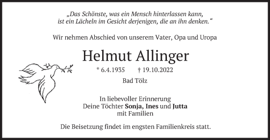 Traueranzeige von Helmut Allinger von merkurtz