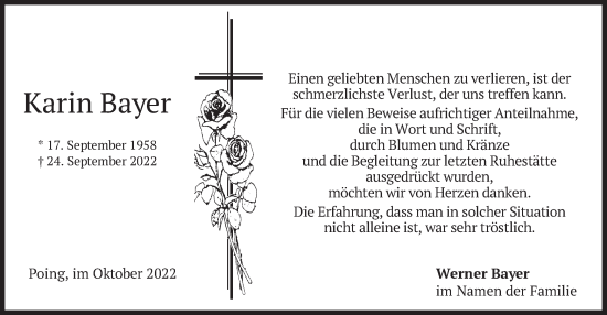 Traueranzeige von Karin Bayer von merkurtz