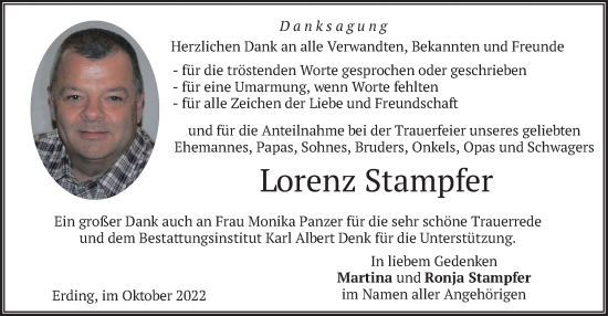 Traueranzeige von Lorenz Stampfer von merkurtz