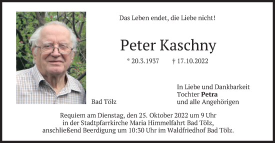 Traueranzeige von Peter Kaschny von merkurtz