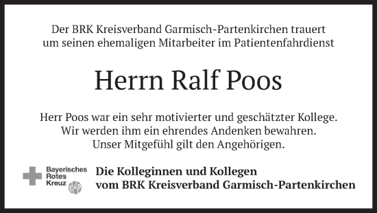 Traueranzeige von Ralf Poos von merkurtz