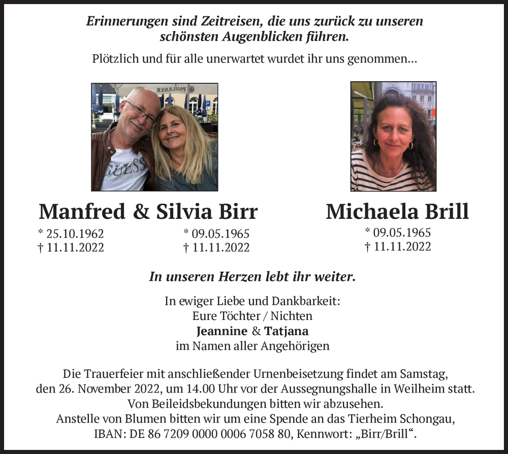  Traueranzeige für Silvia Birr vom 22.11.2022 aus MERKURTZ