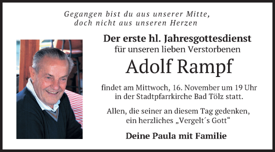 Traueranzeige von Adolf Rampf von merkurtz