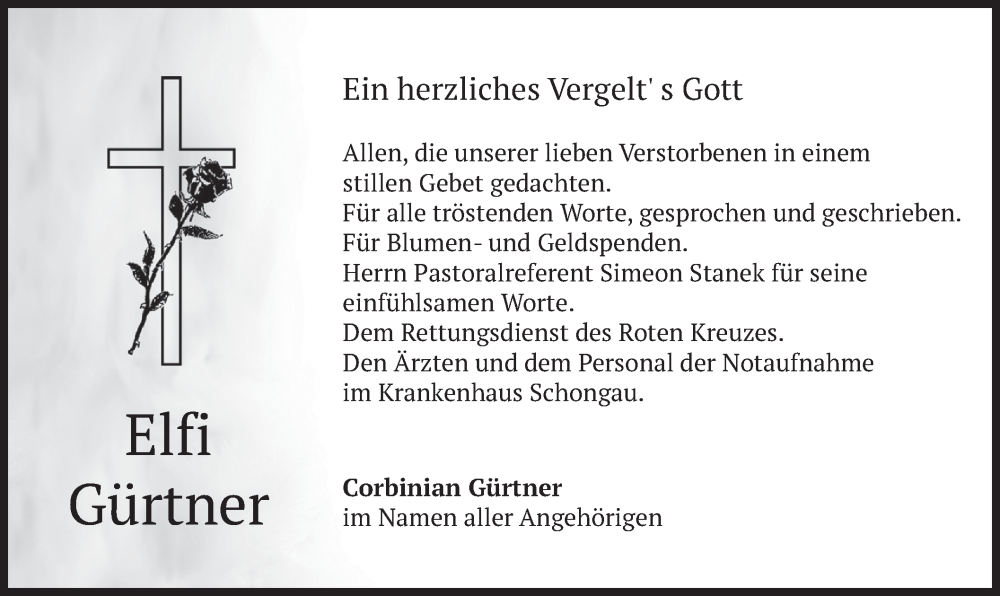  Traueranzeige für Elfi Gürtner vom 19.11.2022 aus merkurtz