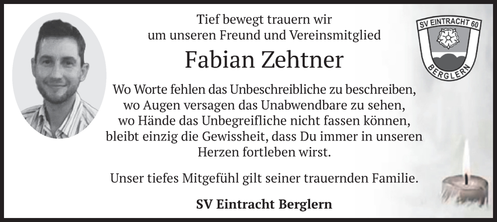  Traueranzeige für Fabian Zehtner vom 26.11.2022 aus merkurtz