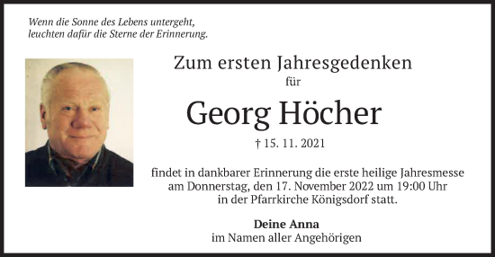 Traueranzeige von Georg Höcher von merkurtz