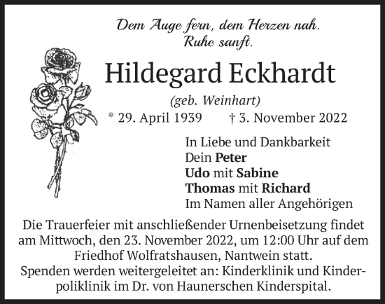 Traueranzeige von Hildegard Eckhardt von merkurtz