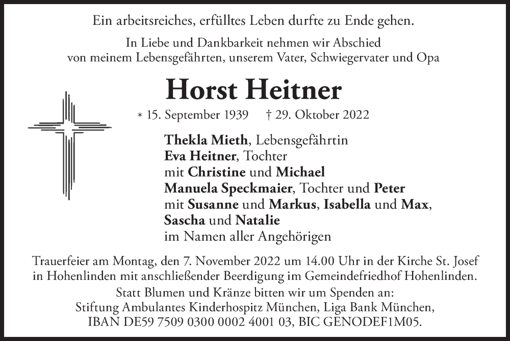  Traueranzeige für Horst Heitner vom 04.11.2022 aus merkurtz