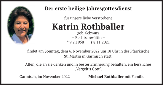 Traueranzeige von Katrin Rothballer von merkurtz