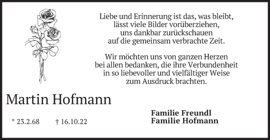 Traueranzeige von Martin Hofmann von merkurtz