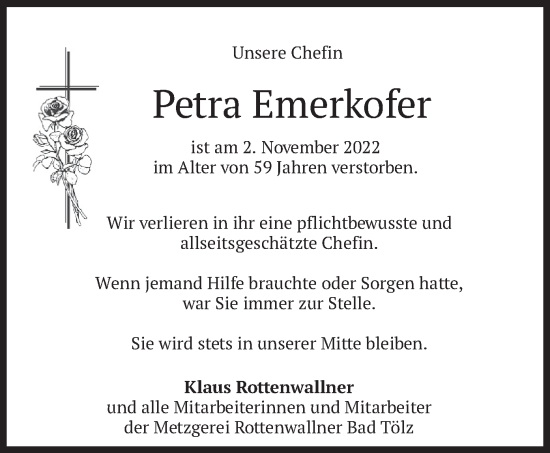 Traueranzeige von Petra Emerkofer von merkurtz