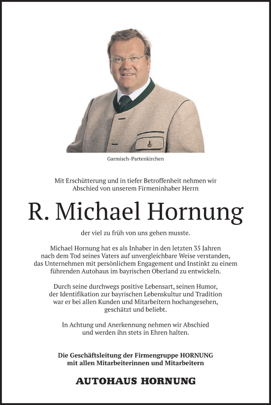 Traueranzeige von R. Michael Hornung von merkurtz