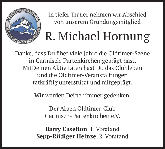 Traueranzeige von R. Michael Hornung von merkurtz