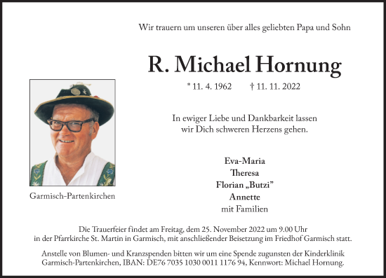 Traueranzeige von R. Michael Hornung von merkurtz