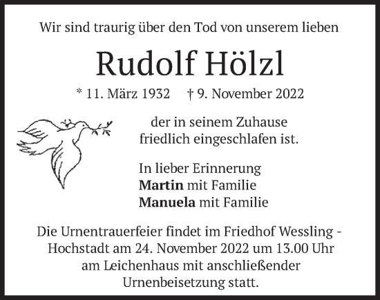 Traueranzeige von Rudolf Hölzl von merkurtz