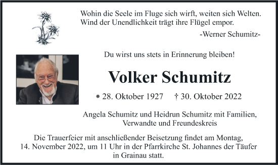 Traueranzeige von Volker Schumitz von merkurtz