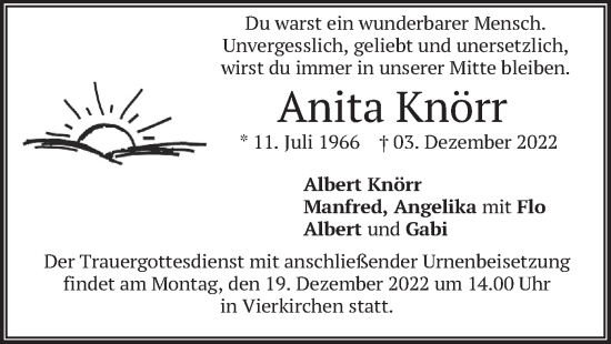 Traueranzeige von Anita Knörr von merkurtz