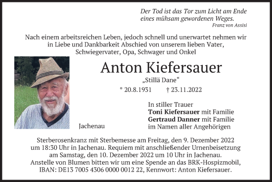 Traueranzeige von Anton Kiefersauer von merkurtz