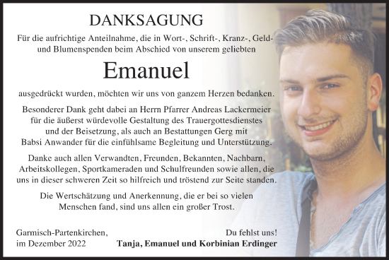 Traueranzeige von Emanuel  von merkurtz