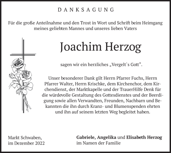 Traueranzeige von Joachim Herzog von merkurtz