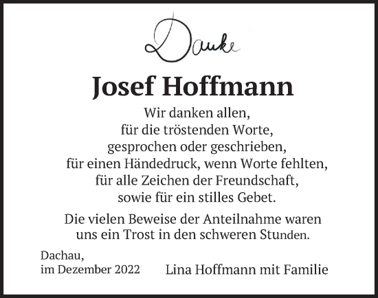 Traueranzeige von Josef Hoffmann von merkurtz