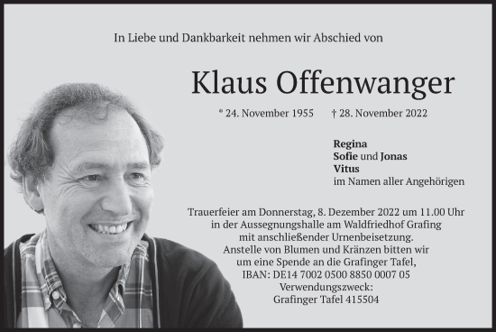 Traueranzeige von Klaus Offenwanger von merkurtz