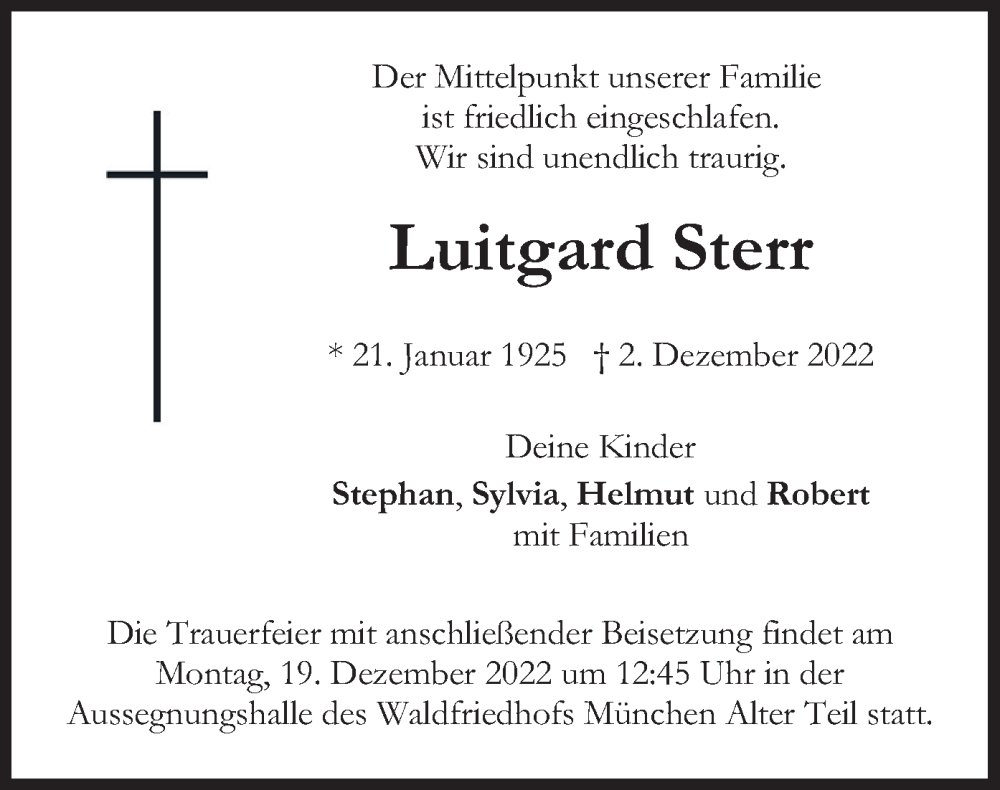  Traueranzeige für Luitgard Sterr vom 10.12.2022 aus merkurtz