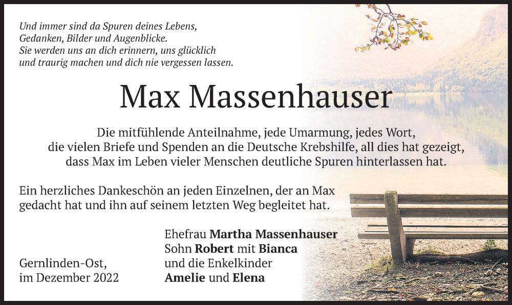  Traueranzeige für Max Massenhauser vom 17.12.2022 aus merkurtz