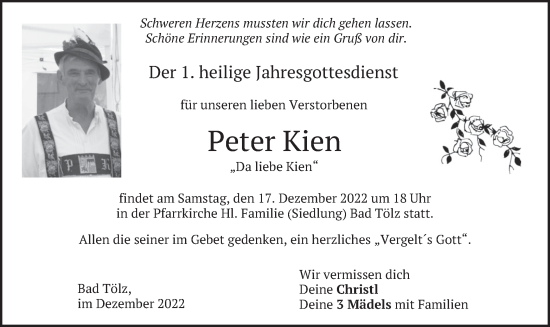 Traueranzeige von Peter Kien von merkurtz