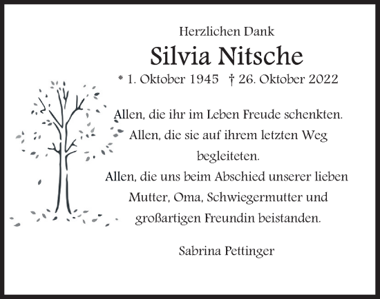 Traueranzeige von Silvia Nitsche von merkurtz