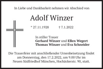 Traueranzeige von Adolf Winzer von merkurtz